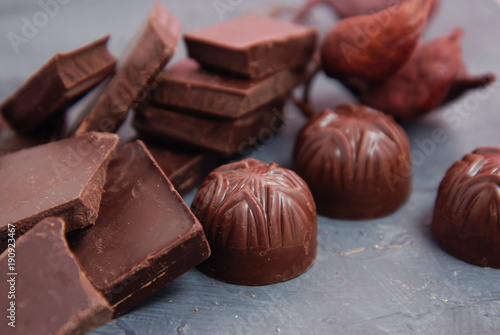 Chocolate Background. Sweet Dessert. Nut chocolate. Chocolate Bar. Cholate truffle hazelnut.