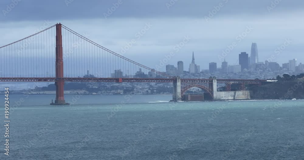 View of the Golden Gate Bridge with San Francisco skyline 4K View of the Golden Gate Bridge with San Francisco skyline 4K