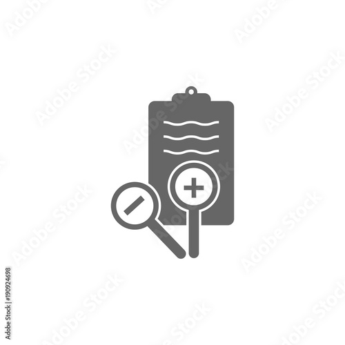 Medical prescription and magnifier icon Simple element illustration. Symbol design from Medical collection. Can be used in web and mobile.