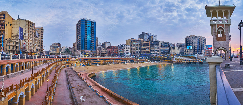 Obraz premium The beach in modern city, Alexandria, Egypt