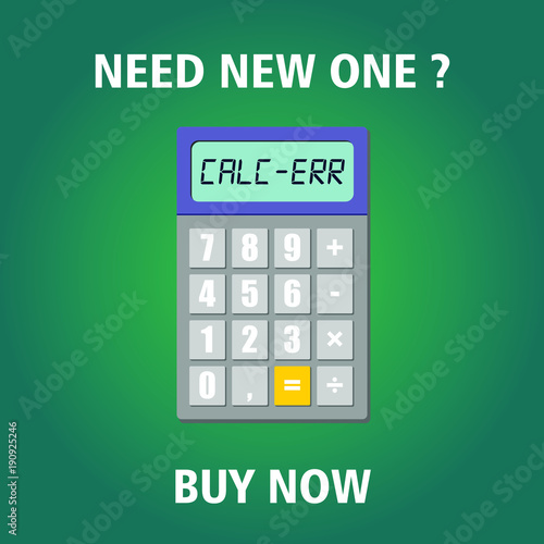 Simple vector calculator with colors for web and error on display. Buy now new one.