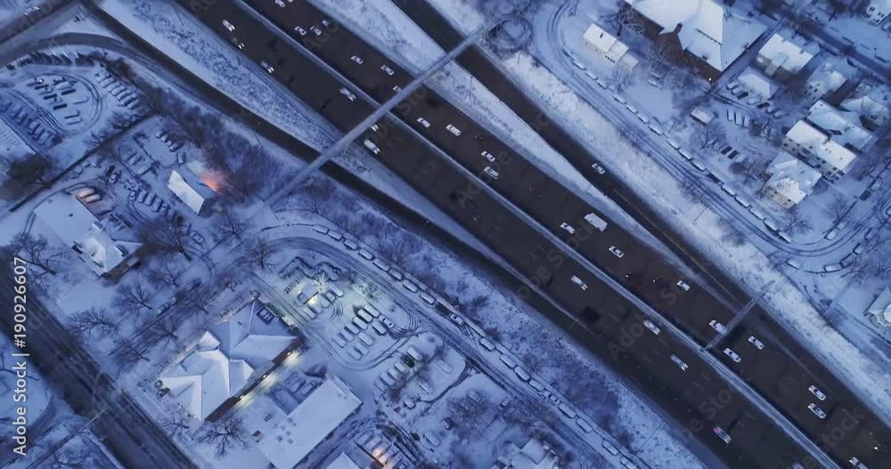 City after Snowfall - Aerial 