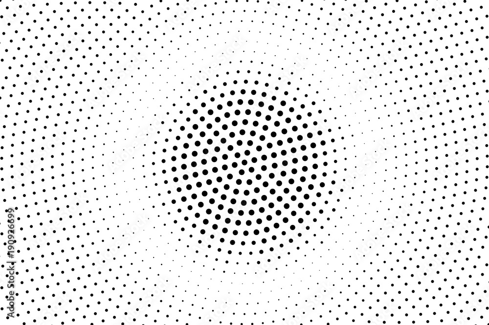Black white dotted halftone vector background. Round rough dotted gradient.