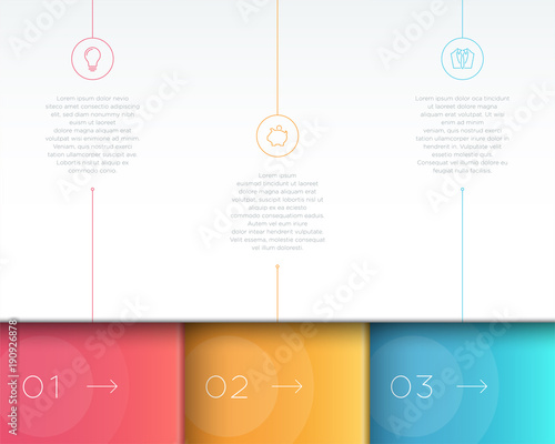 Vector Colorful Infographic 3D Page Layout with Steps 1 to 3