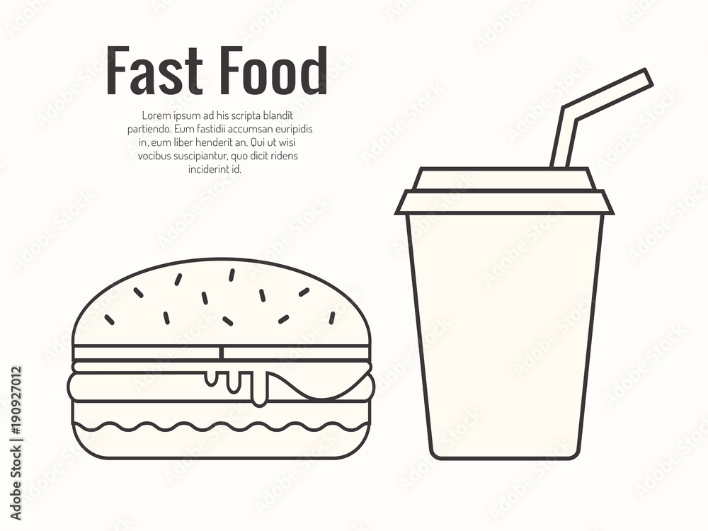 Fast food. Beverage and hamburger Fast food. Beverage and hamburger