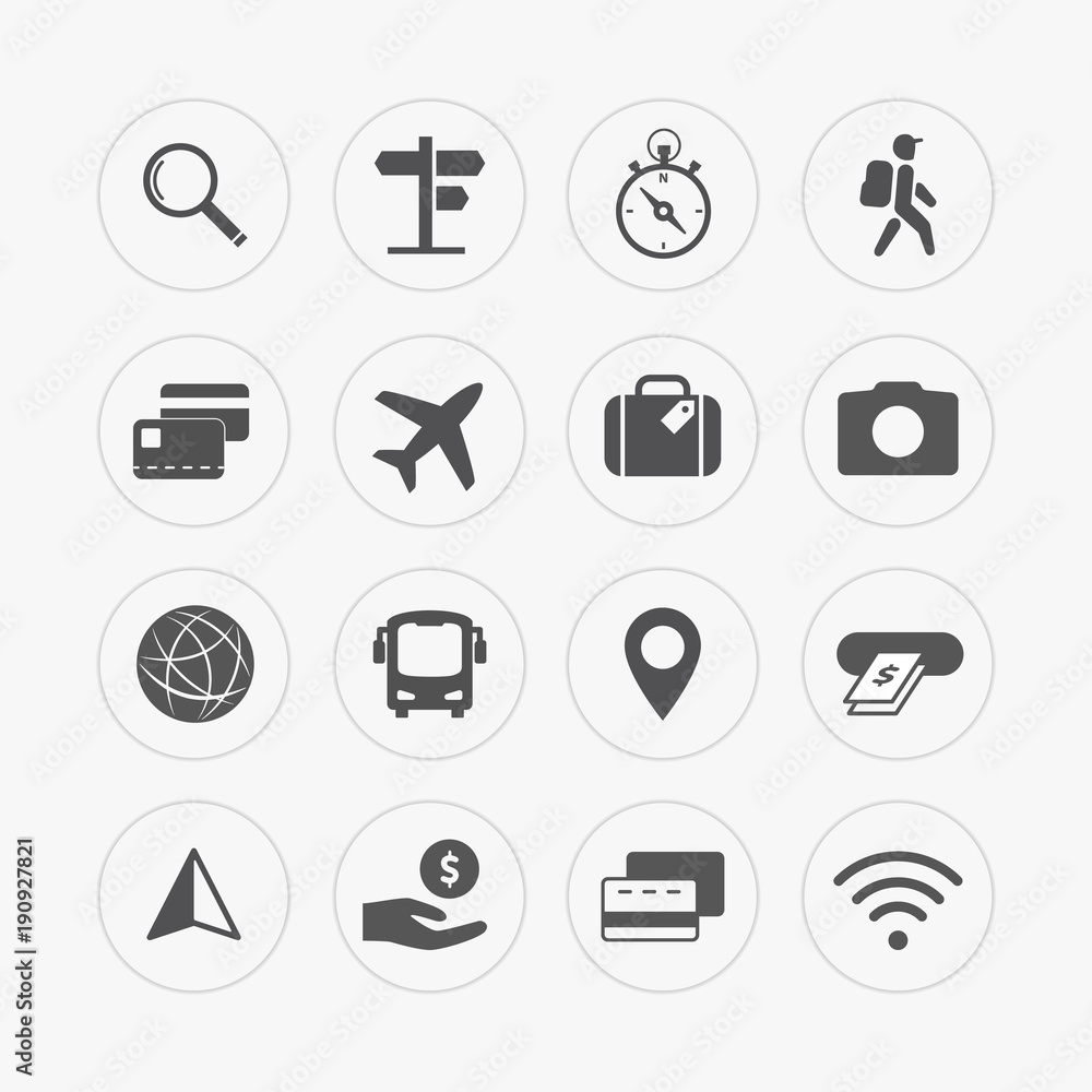 Simple travel icons set.
