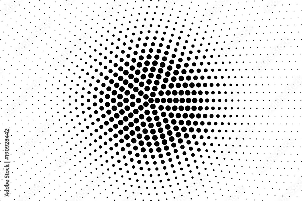 Black white dotted halftone vector background. Gungy centered dotted gradient.