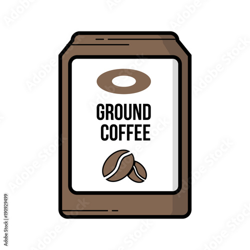 Ground coffee bag vintage vector icon outline