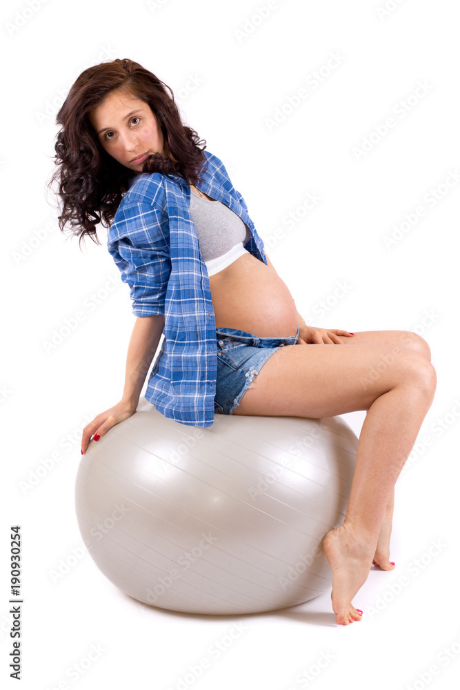 Beautiful pregnant girl on white background Beautiful pregnant girl on white background