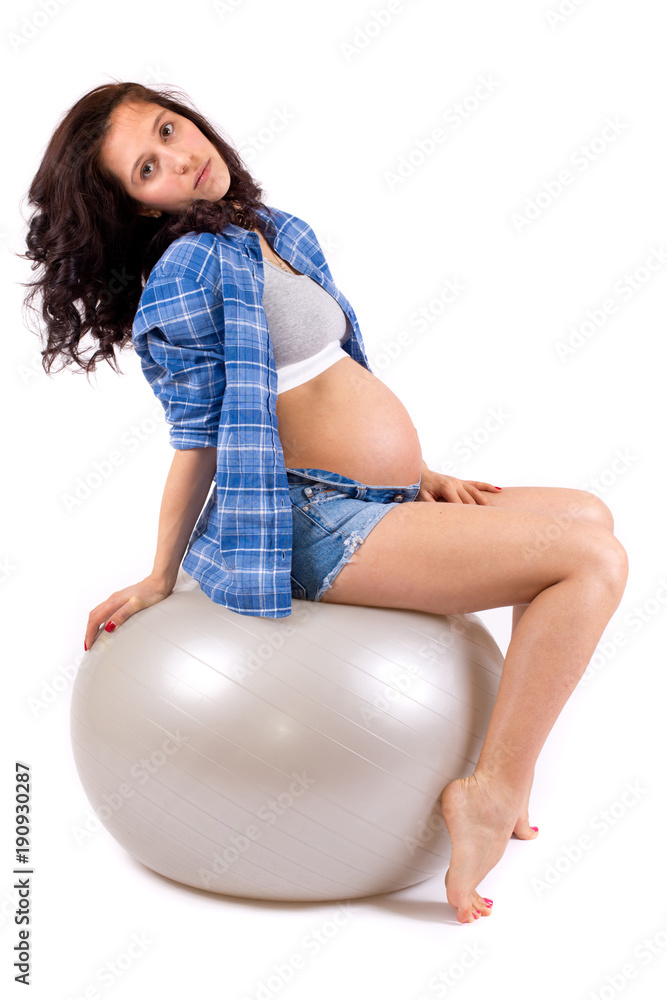 Beautiful pregnant girl on white background Beautiful pregnant girl on white background