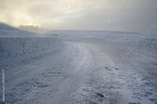 New plowed winter road.