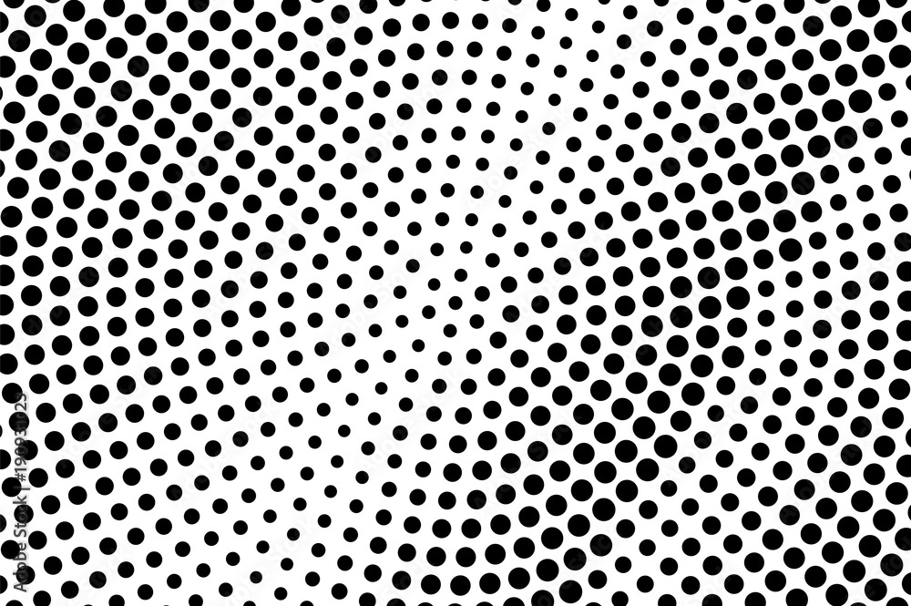 Black white dotted halftone. Half tone vector background.Rough radial dotted gradient.