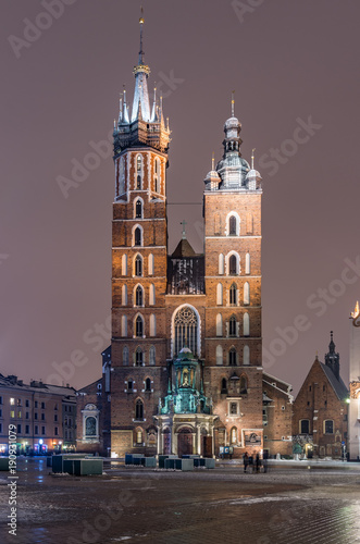 Krakow, Poland, St Mary's church on the Main Market Square