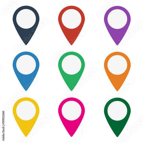 Colorful set of map markers.