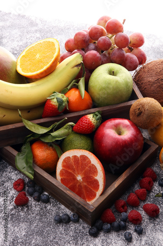 Fresh fruits. Mixed fruits background. Healthy eating  dieting  love fruits.