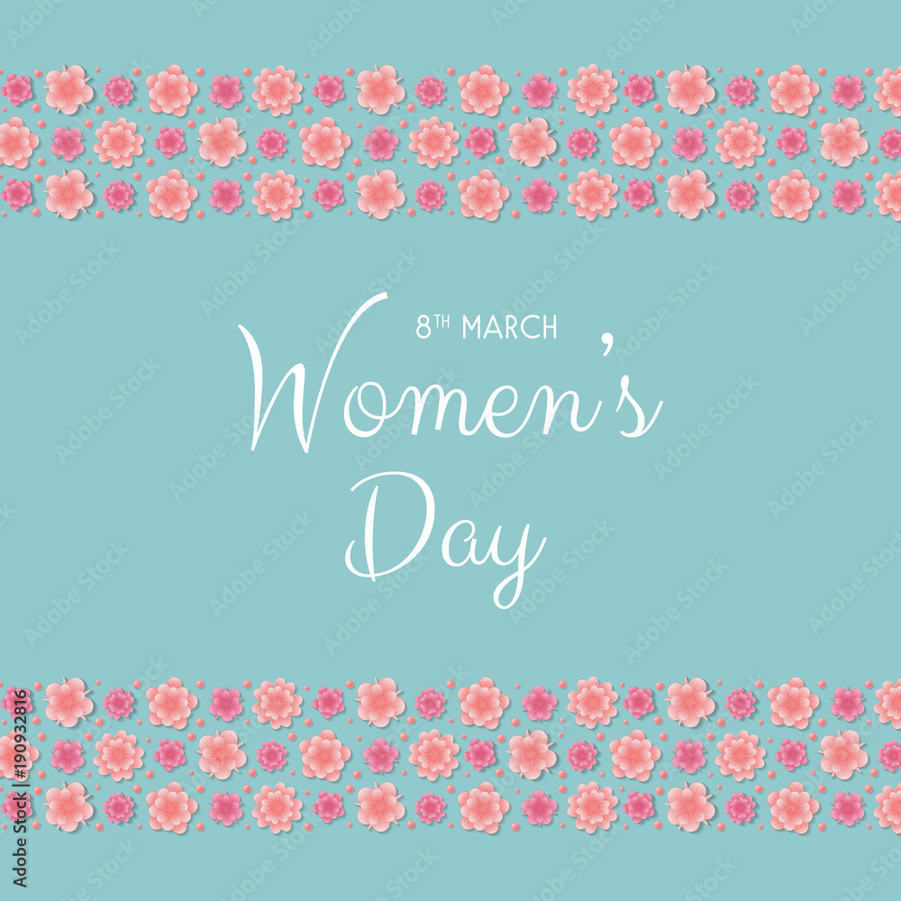 Women's Day - colourful card with flowers. Vector.