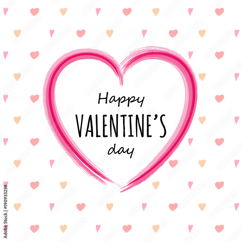 Valentine's Day - cute card with hand drawn hearts. Vector.