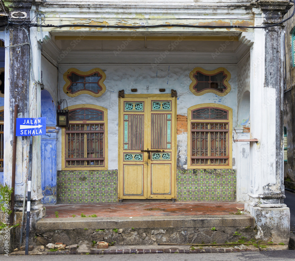 Traditional house front in Georgetown Penang