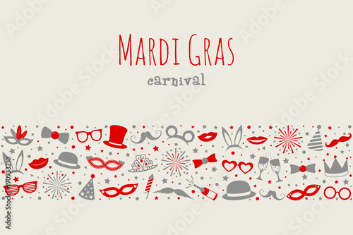 Design of banner for Mardi Gras Carnival. Vector.