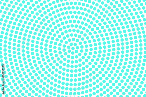 Blue white dotted halftone. Half tone vector background. Radial dotted pattern.