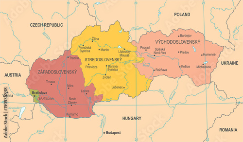 Fotografie, Obraz Slovakia Map - Detailed Vector Illustration