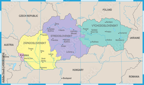 Fotografia, Obraz Slovakia Map - Detailed Vector Illustration