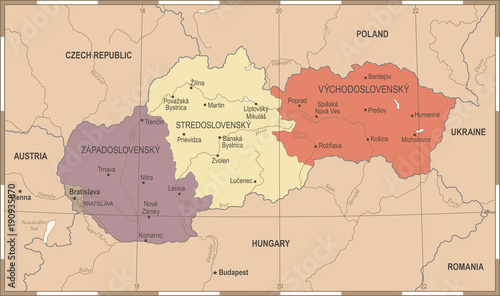 Photography Slovakia Map - Vintage Detailed Vector Illustration