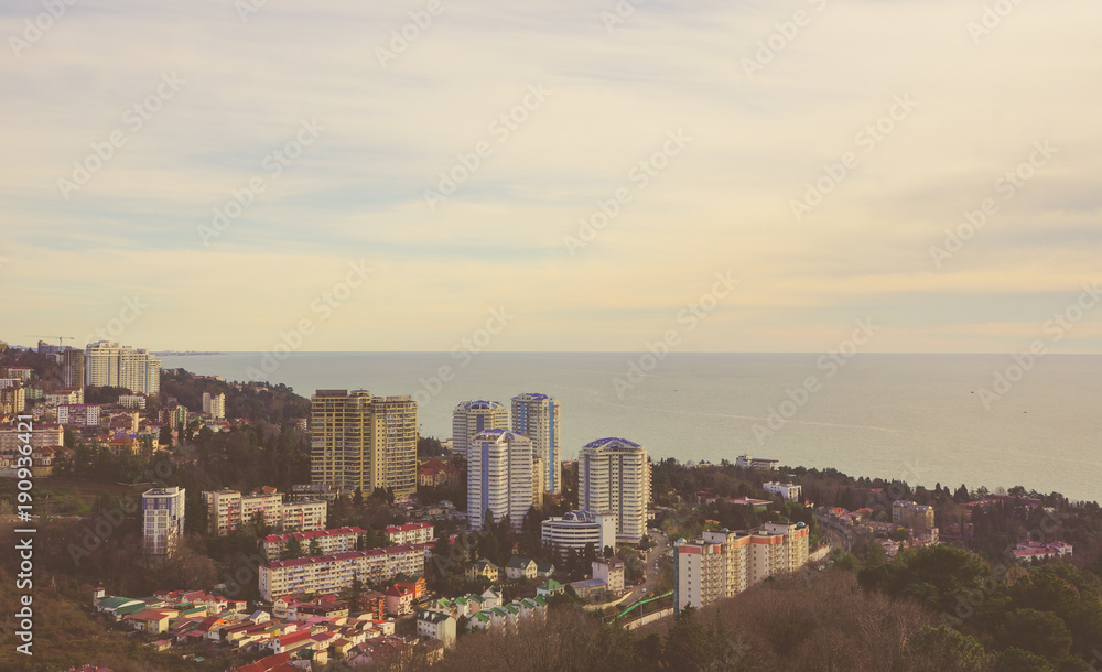 The City Of Sochi. The view from the top. Vintage toning.
The City Of Sochi. The view from the top. Vintage toning.