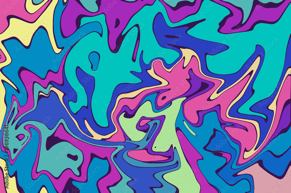 Blue pink digital marbling. Abstract marbled texture. Liquid paint abstraction.