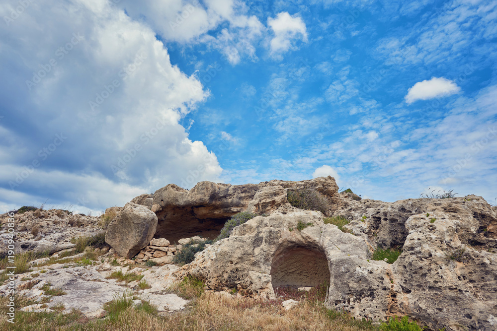 beautiful rocky shore of cyprus island