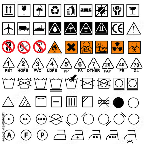 Laundry, carton,danger, symbols