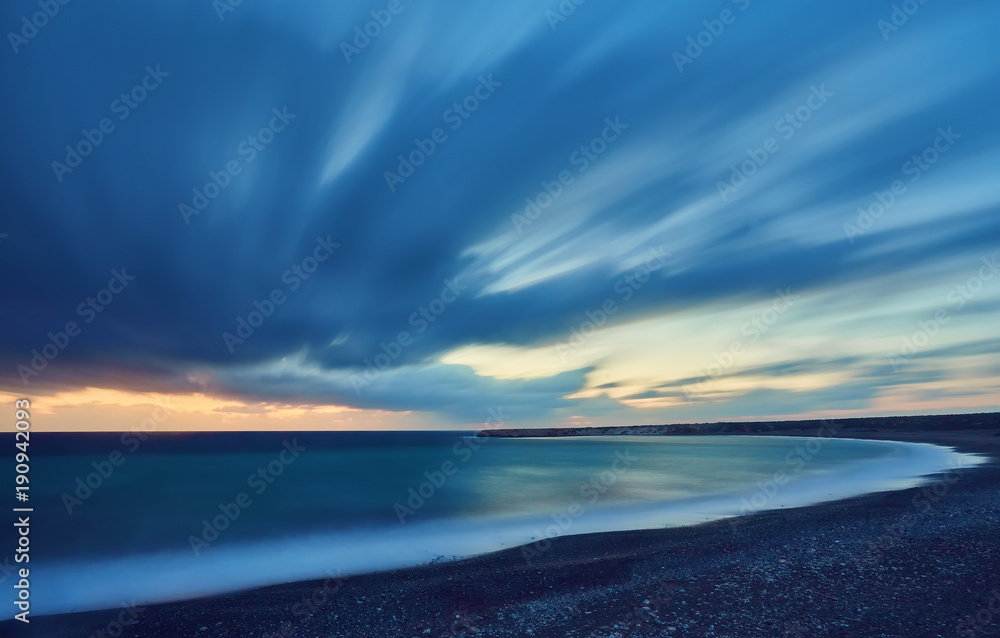 Fototapeta premium Sunset on the shores of the Mediterranean Sea