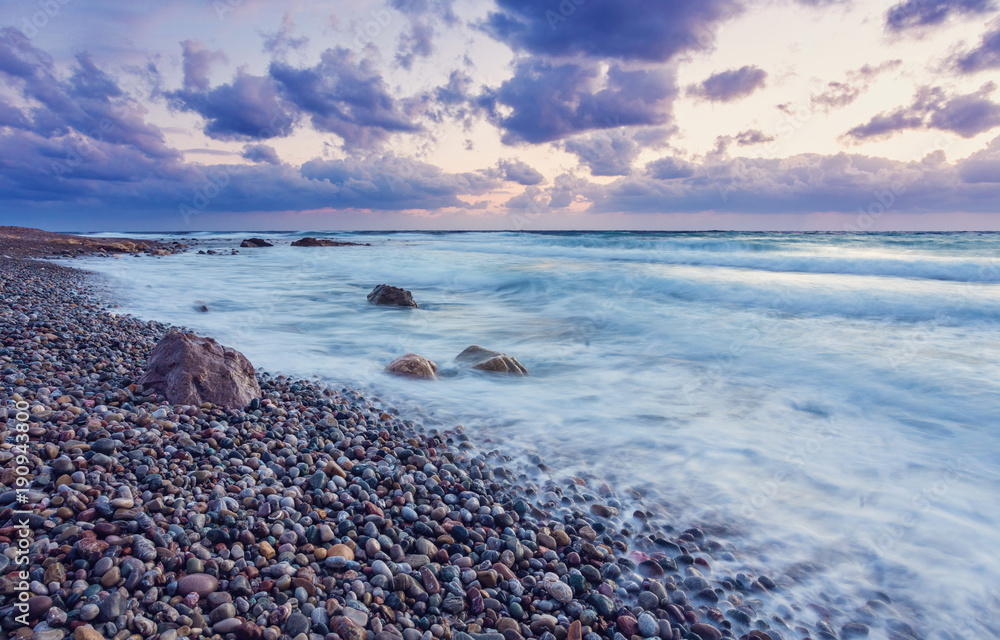 Sunset on the shores of the Mediterranean Sea Sunset on the shores of the Mediterranean Sea