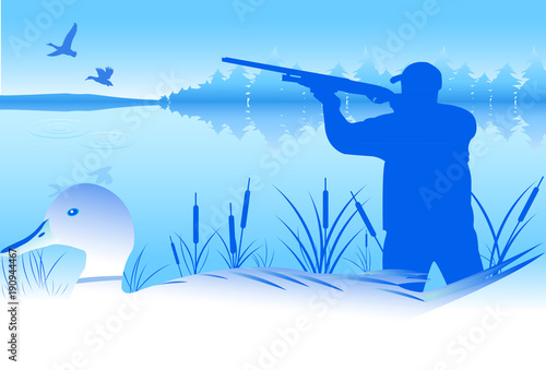 Hunter hunting duck