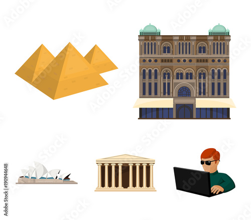 Sights of different countries cartoon icons in set collection for design. Famous building vector symbol stock web illustration.