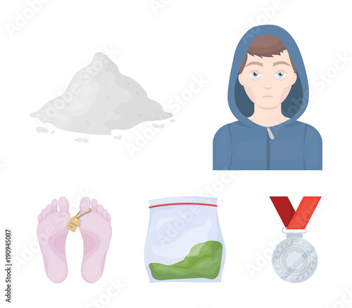 Addict, cocaine, marijuana, corpse.Drug set collection icons in cartoon style vector symbol stock illustration web.