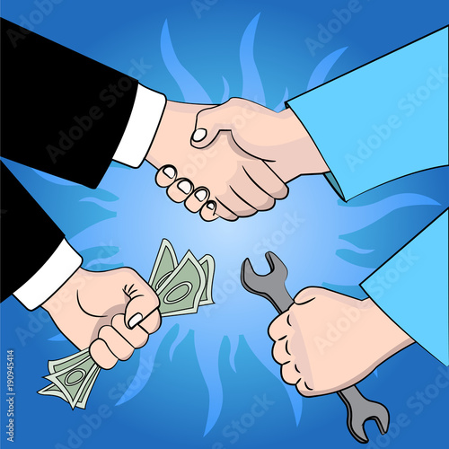 Businessman and worker shake hands
