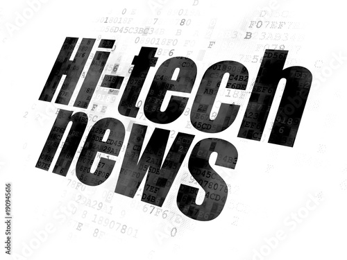 News concept: Pixelated black text Hi-tech News on Digital background