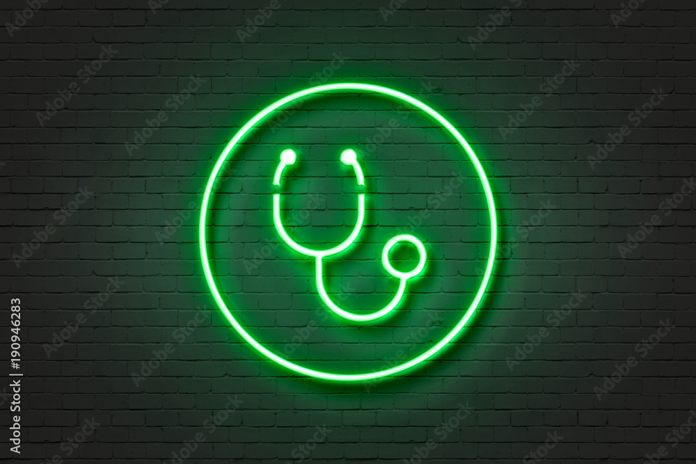 Neon light icon stethoscope Neon light icon stethoscope