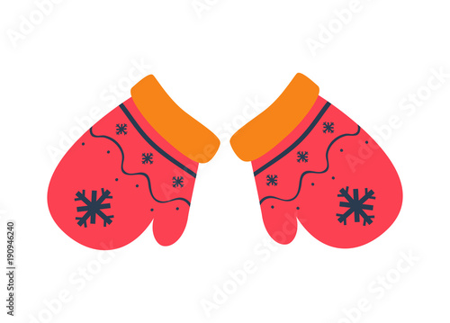mittens on white background