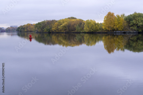 calm river at rainy autumn morning. background, nature. © Timofey