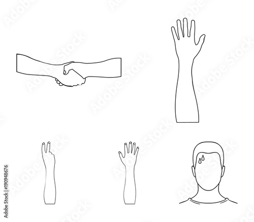 Sign Language outline icons in set collection for design.Emotional part of communication vector symbol stock web illustration.