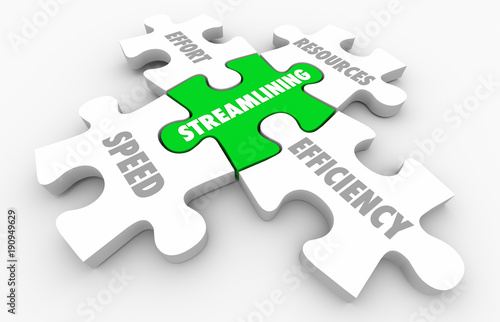 Streamlining Resources Speed Efficiency Puzzle Pieces 3d Illustration