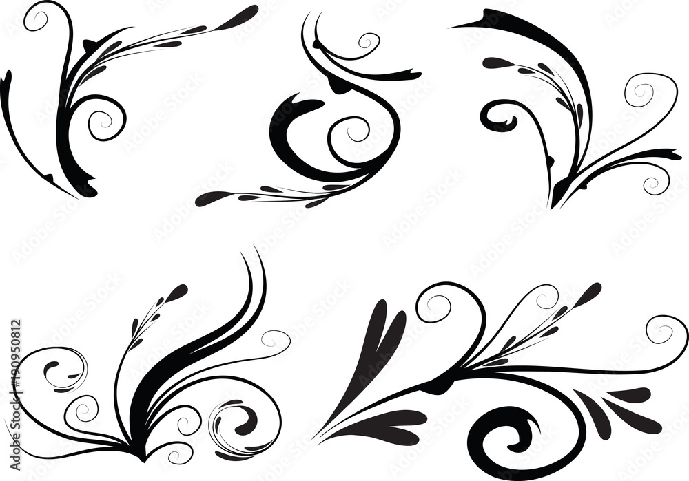 Calligraphic decorative elements with lines Calligraphic decorative elements with lines