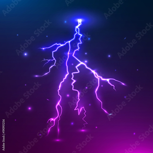 Vector colorful lightning. Thunder storm and thunder bolt design. Electric flash. Vector illustration
