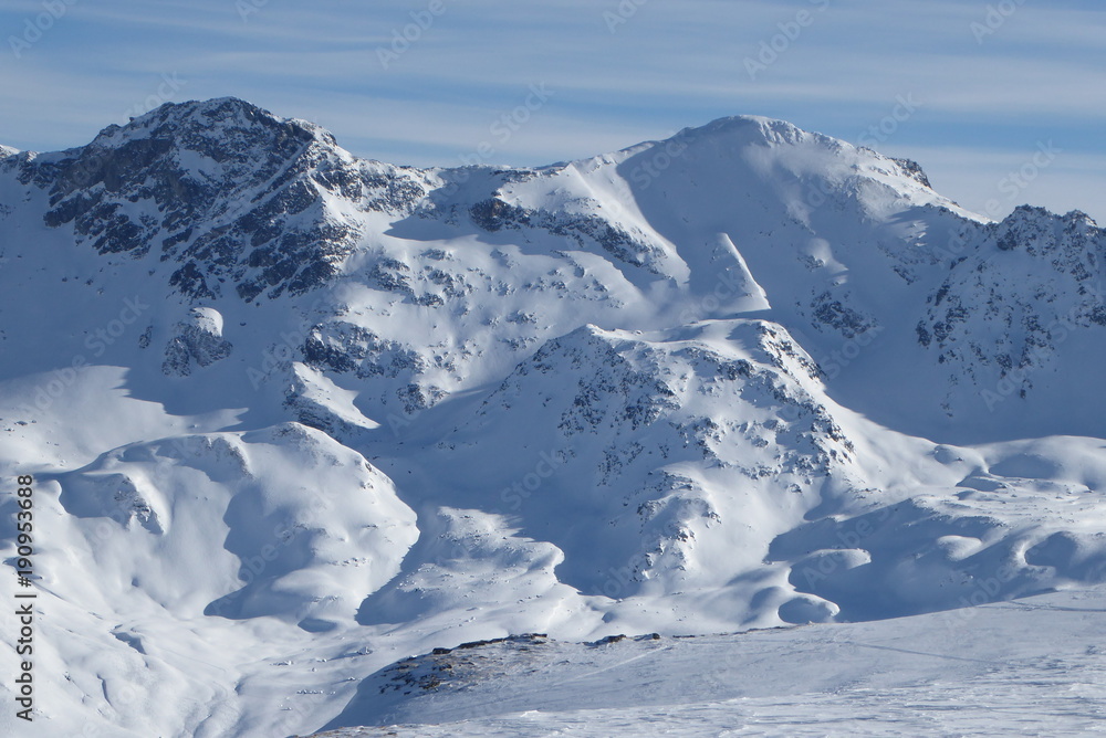 Skitourenparadies Bivio,
Blick von Crap da Radons auf
Piz Grevasalvas 2932m.