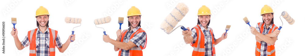 Funny painter isolated on white Funny painter isolated on white