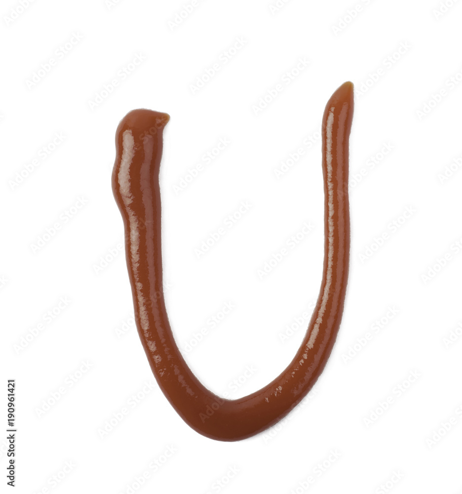 Single letter made of sauce isolated Single letter made of sauce isolated