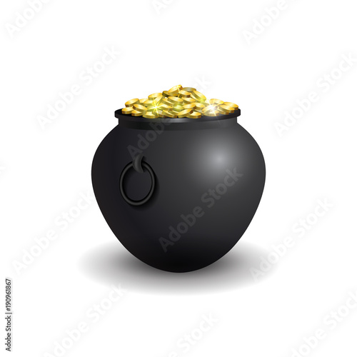 Witches cauldron with potion isolated on white background