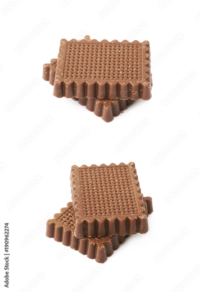 Chocolate covered waffles isolated Chocolate covered waffles isolated